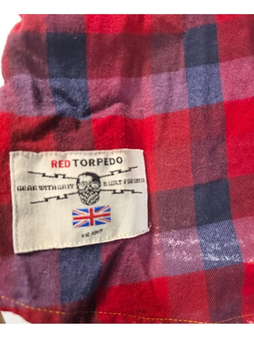 Red Torpedo Men's XL Red and Blue Plaid Button-Up Shirt